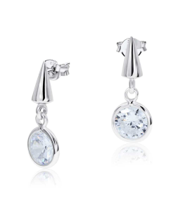 Round Hang CZ Silver Ear Stud STS-3281